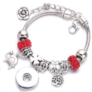 Bracelet Pendant Crystal Chain with  Snap Button